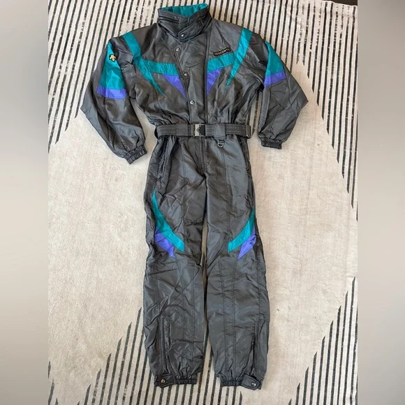 Vintage DESCENTE One-Piece Ski Suit |
Y2K Colorblock Snowsuit | Size L silver - Picture 2 of 14